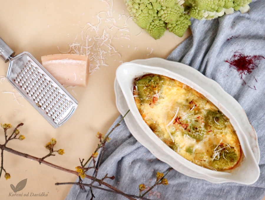 Zapečený romanesco s parmezánem a šafránem